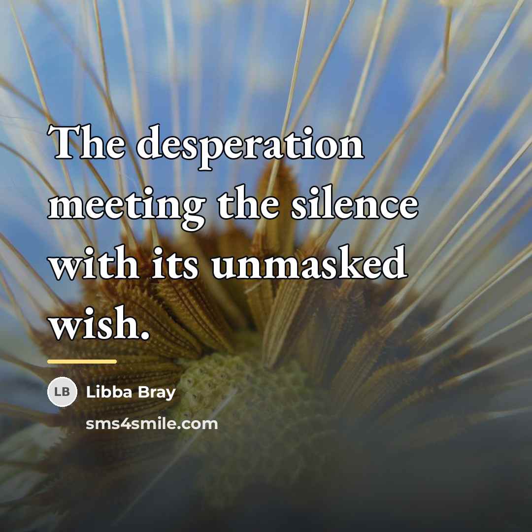 “The desperation meeting the silence with its unmasked wish.…” quote by Libba Bray