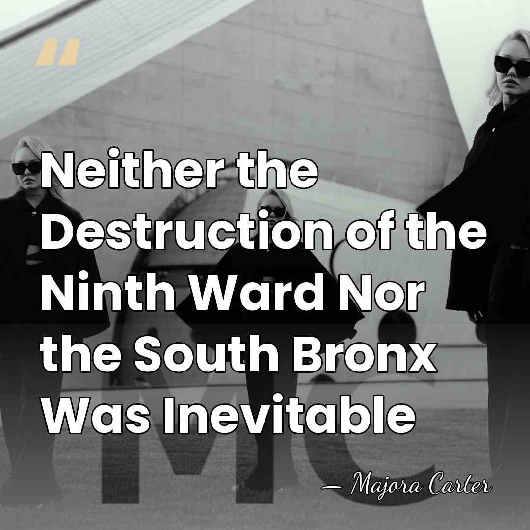 Neither the Destruction of the Ninth Ward Nor the South Bronx Was&hellip; - Majora Carter