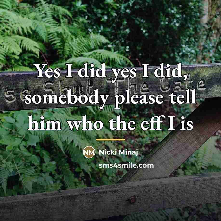 “Yes I did yes I did, somebody please tell him…” quote by Nicki Minaj