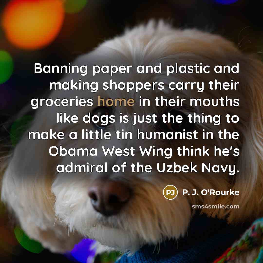 “Banning paper and plastic and making shoppers carry their groceries…” quote by P. J. O'Rourke