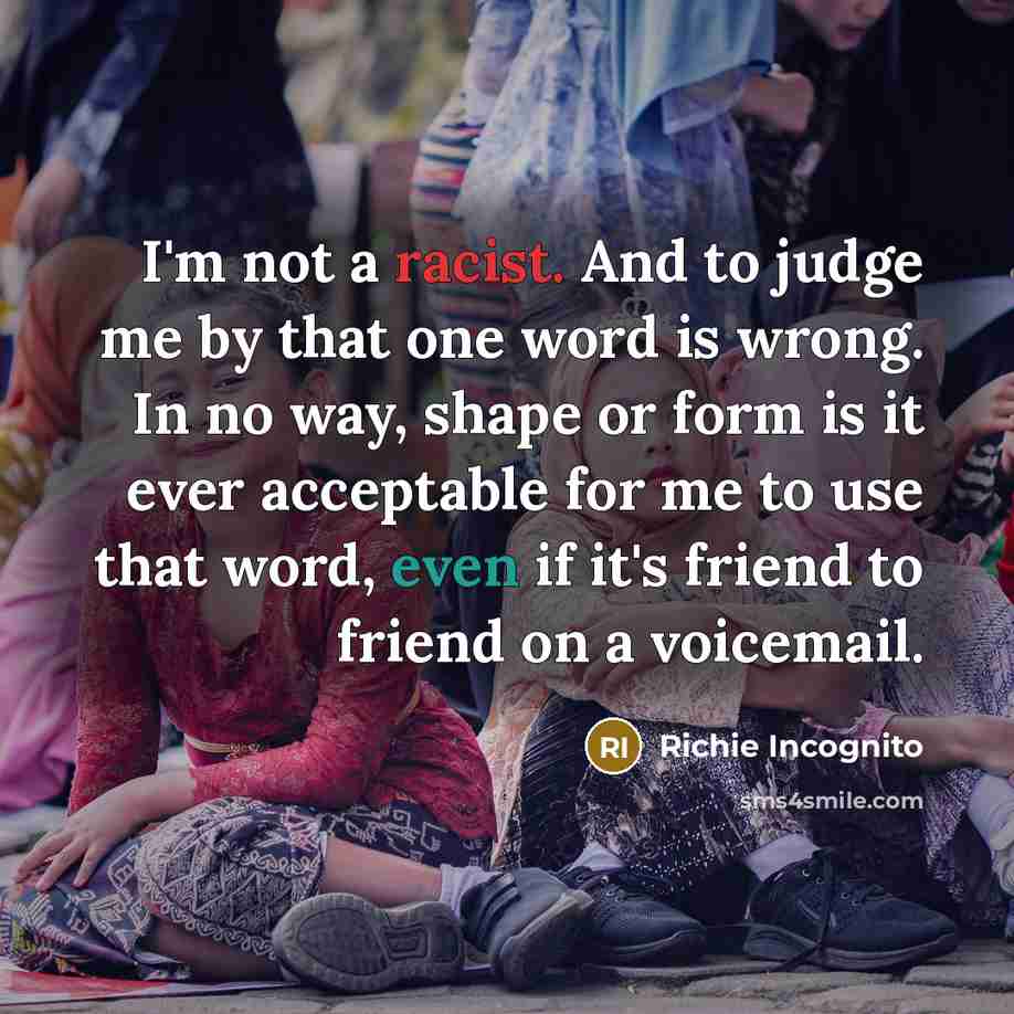 “I'm not a racist. And to judge me by that…” quote by Richie Incognito