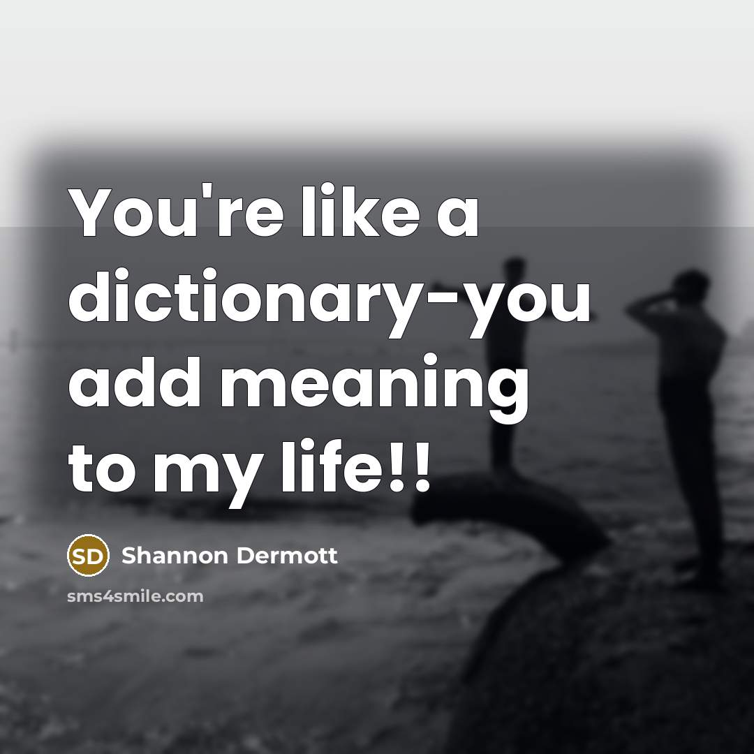 “You're like a dictionary-you add meaning to my life!!…” quote by Shannon Dermott