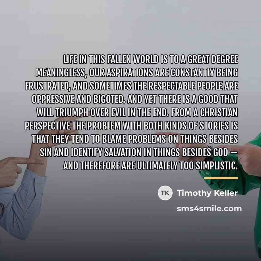 “Life in this fallen world is to a great degree…” quote by Timothy Keller