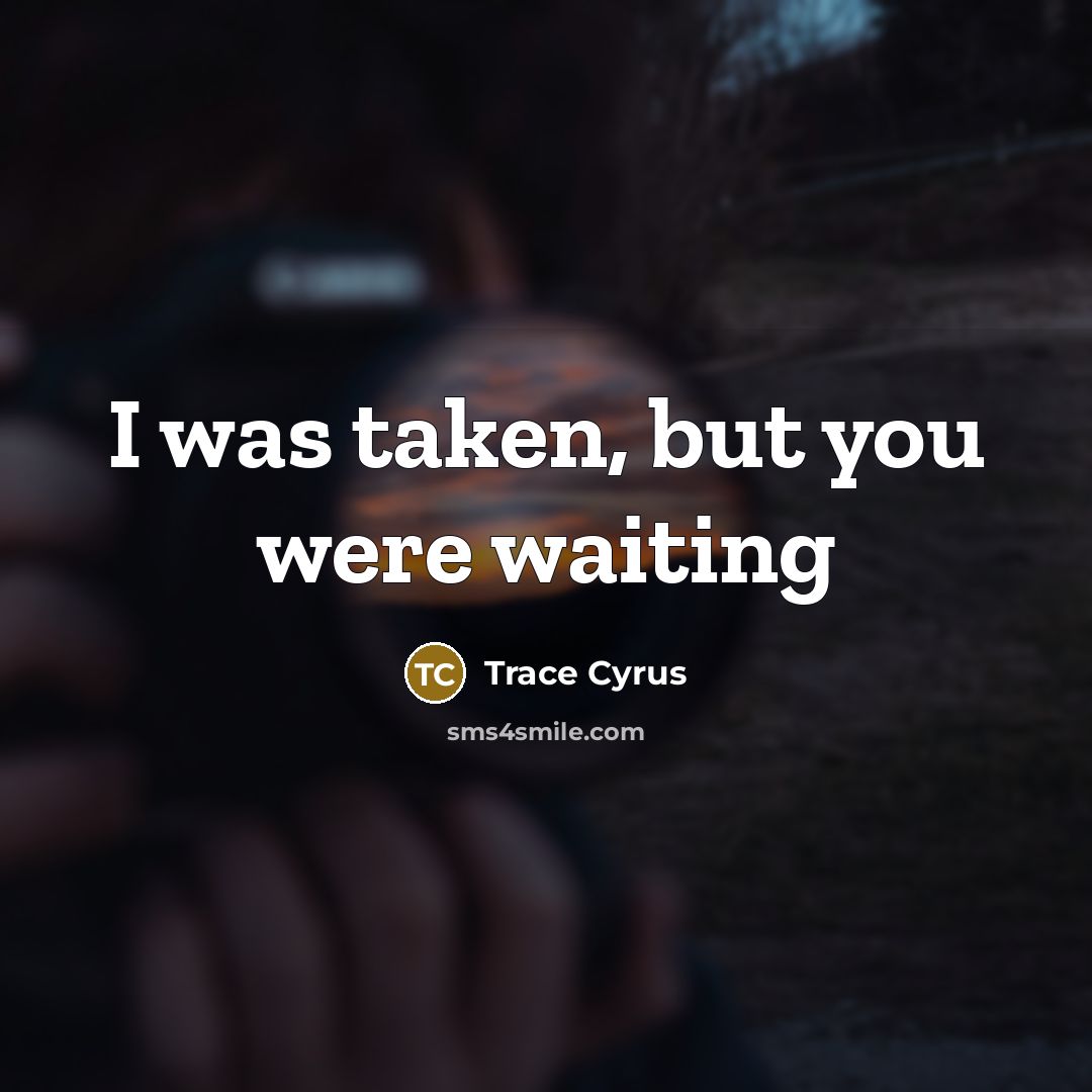 “I was taken, but you were waiting” quote by Trace Cyrus
