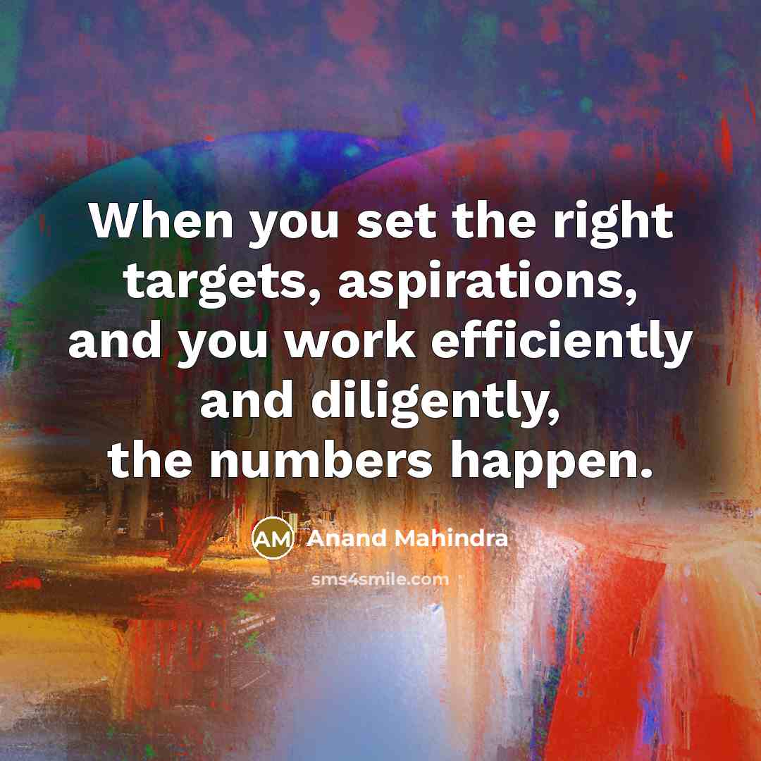 “When you set the right targets, aspirations, and you work…” quote by Anand Mahindra