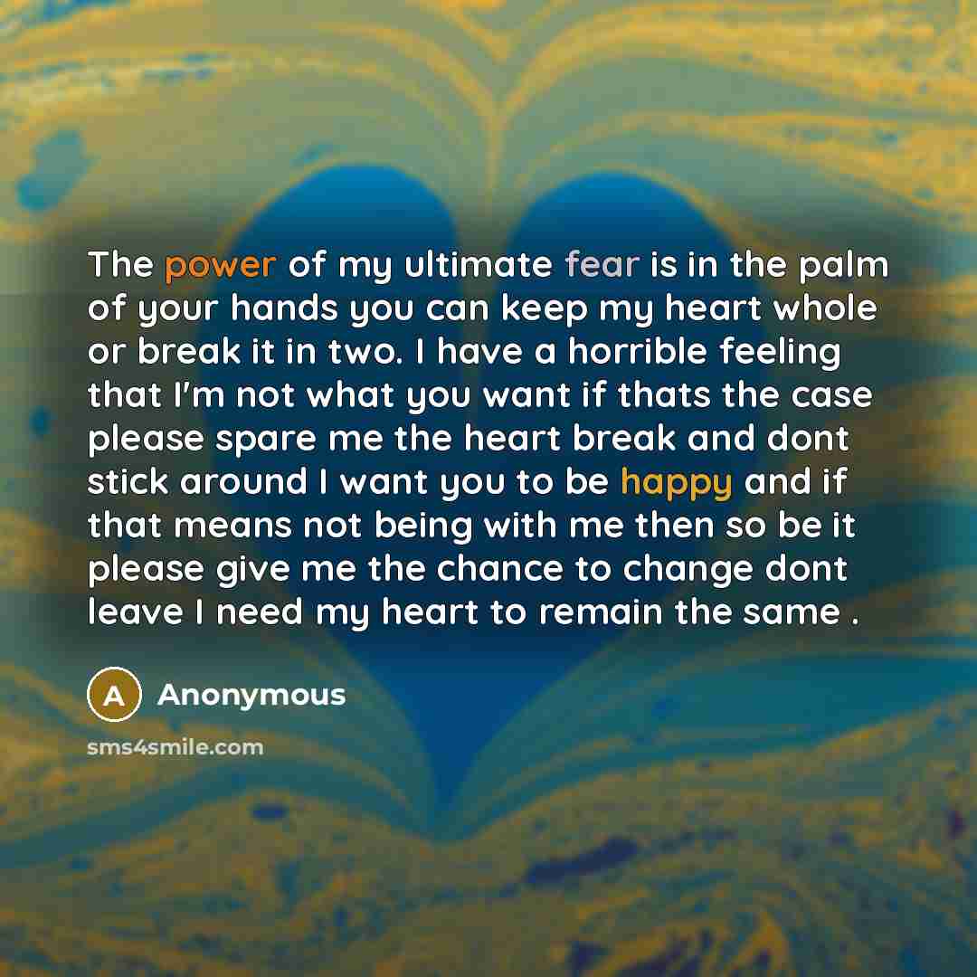 “The power of my ultimate fear is in the palm…” quote by Anonymous
