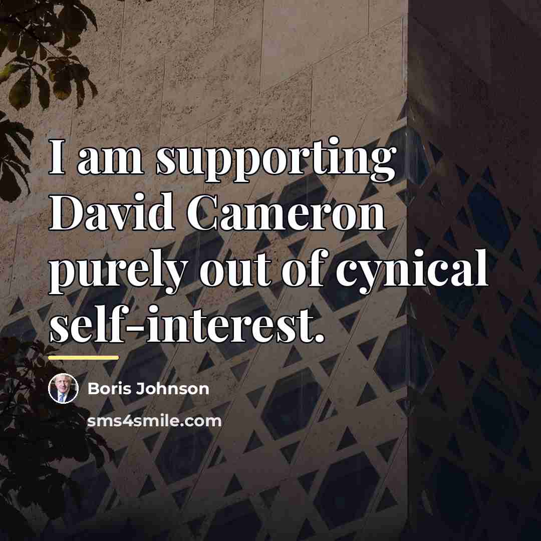 “I am supporting David Cameron purely out of cynical self-interest.…” quote by Boris Johnson