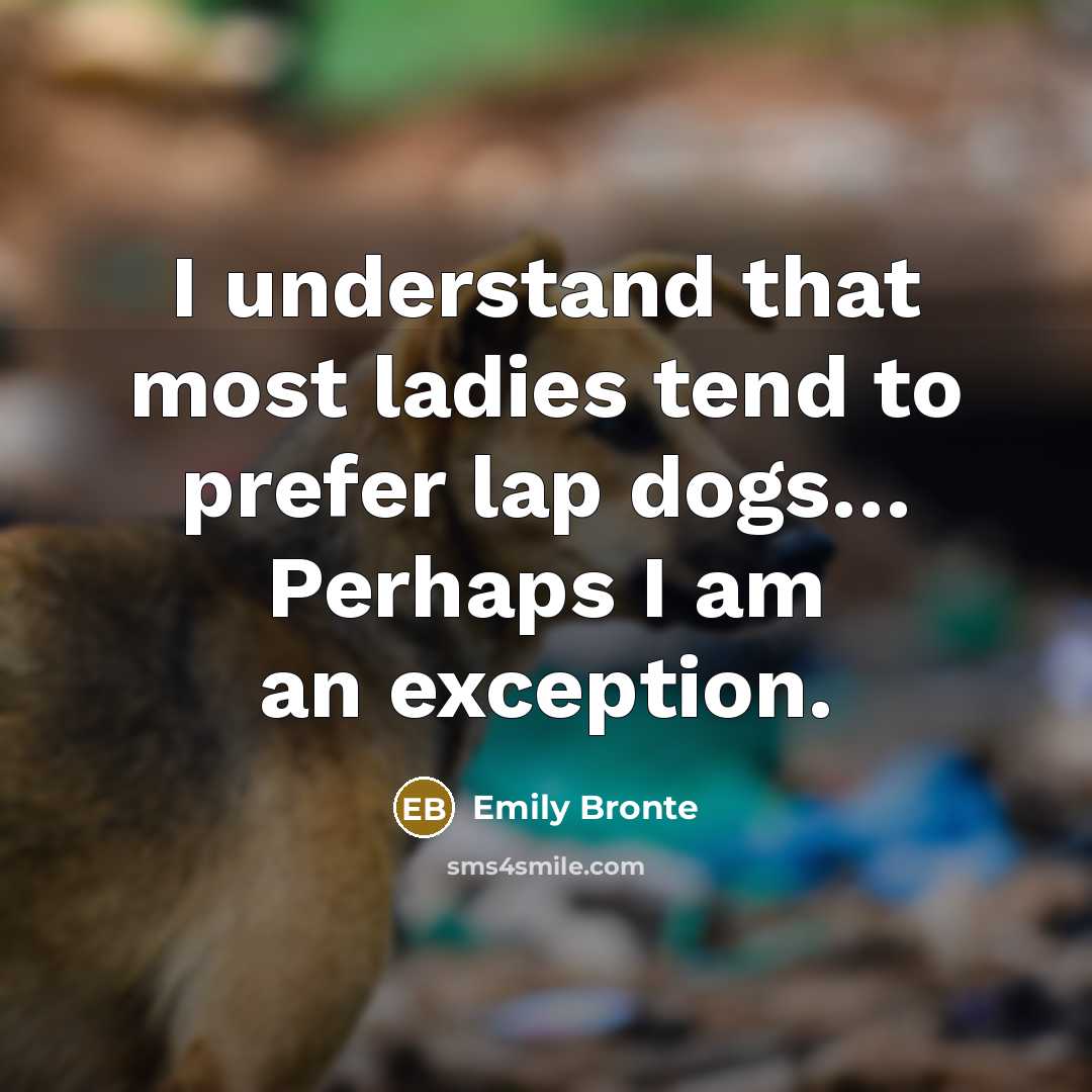 “I understand that most ladies tend to prefer lap dogs....…” quote by Emily Bronte