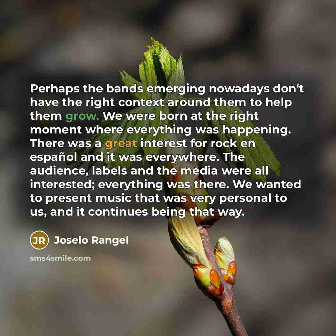 “Perhaps the bands emerging nowadays don't have the right context…” quote by Joselo Rangel