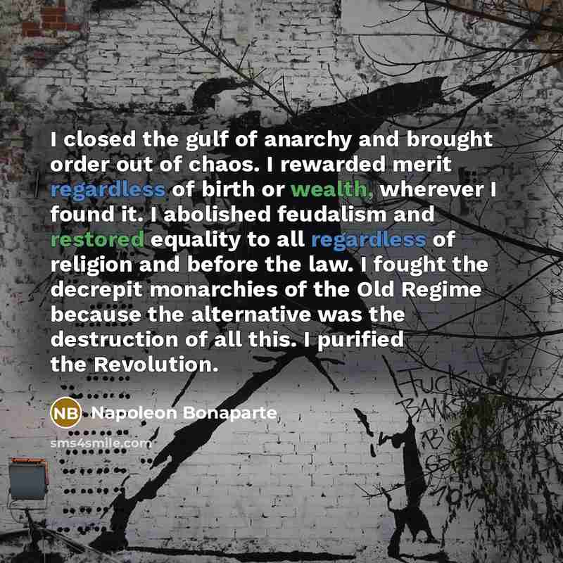 “I closed the gulf of anarchy and brought order out…” quote by Napoleon Bonaparte
