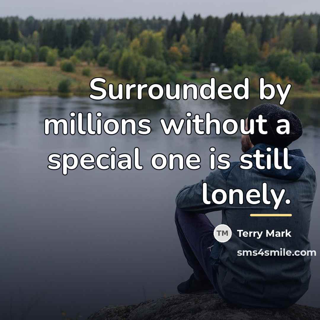 “Surrounded by millions without a special one is still lonely.…” quote by Terry Mark