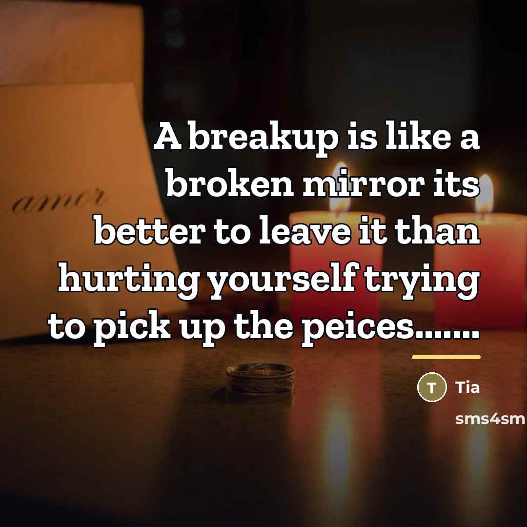 “A breakup is like a broken mirror its better to…” quote by Tia