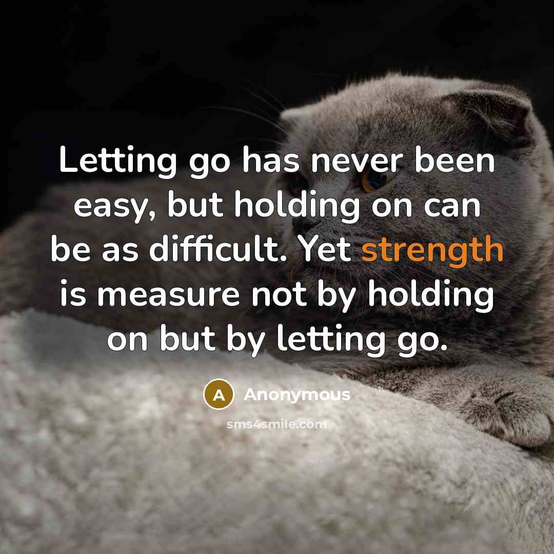 “Letting go has never been easy, but holding on can…” quote by Anonymous