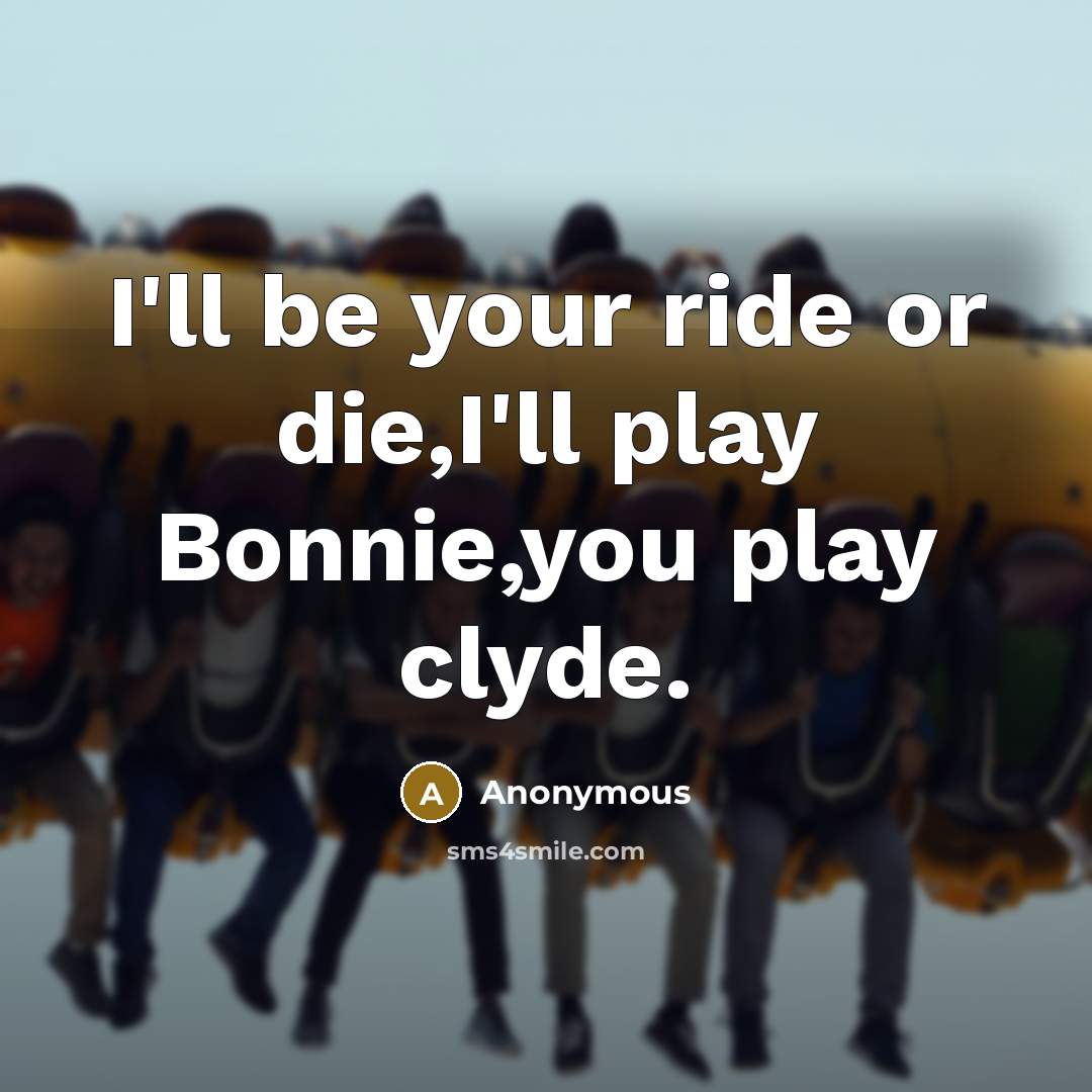 “I'll be your ride or die,I'll play Bonnie,you play clyde.…” quote by Anonymous