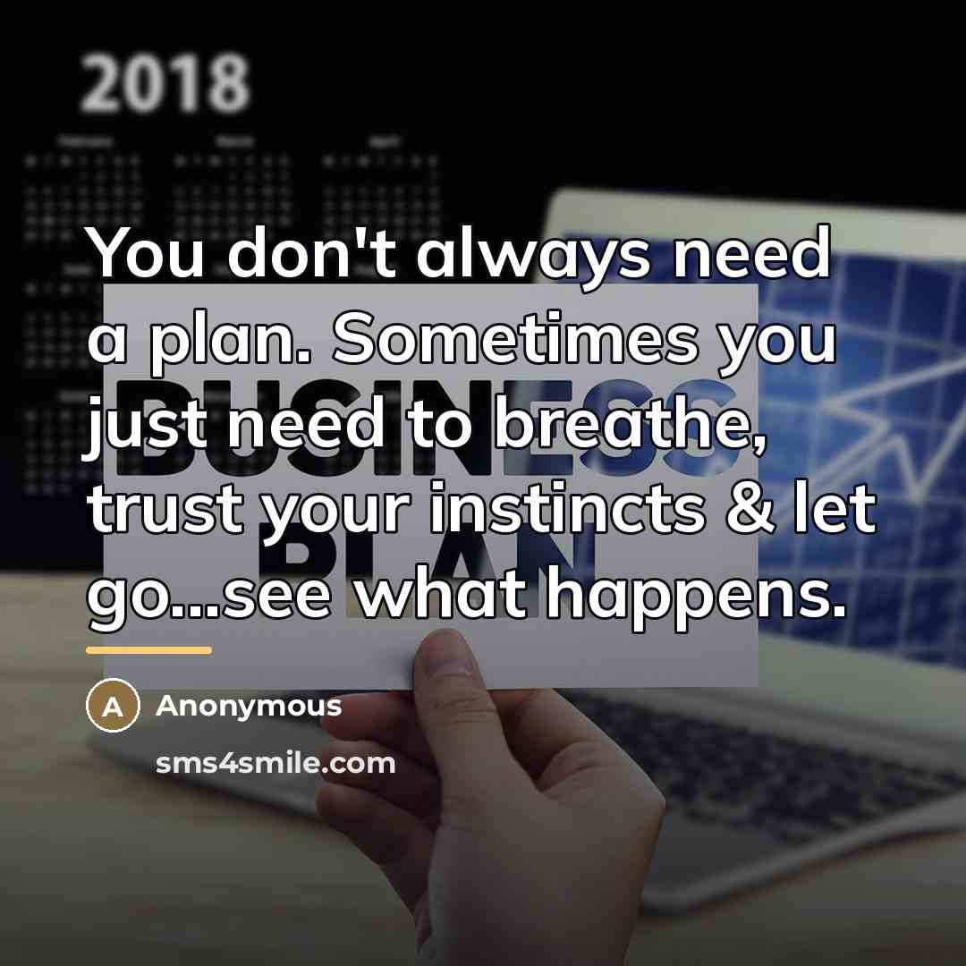 “You don't always need a plan. Sometimes you just need…” quote by Anonymous