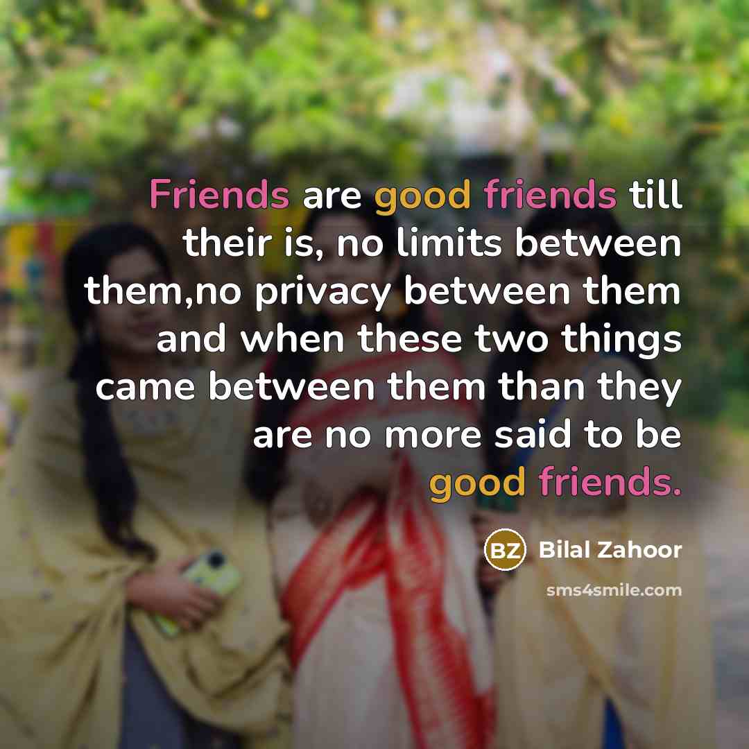 “Friends are good friends till their is, no limits between…” quote by Bilal Zahoor