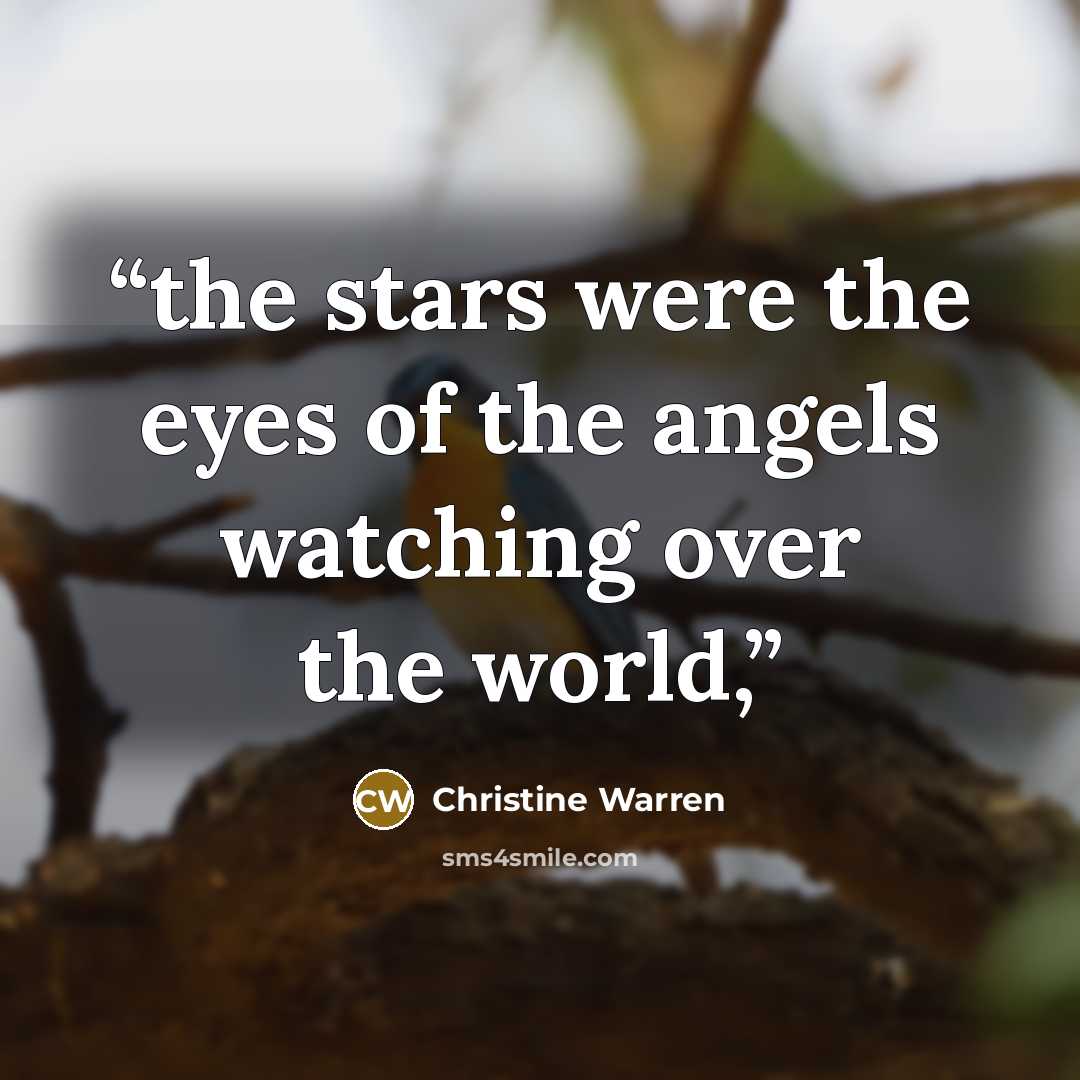 “the stars were the eyes of the angels watching over the world,” quote by Christine Warren