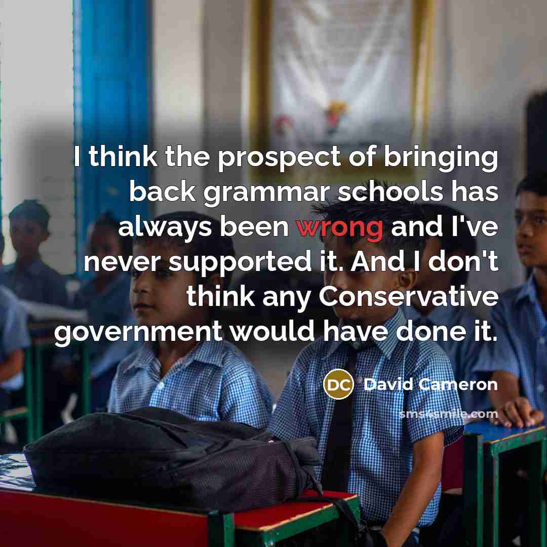 “I think the prospect of bringing back grammar schools has…” quote by David Cameron