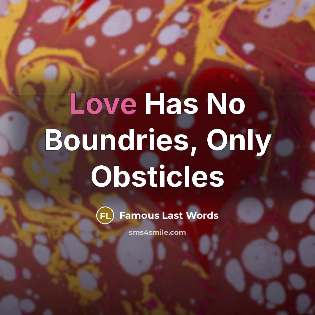 “Love Has No Boundries, Only Obsticles…” quote by Famous Last Words