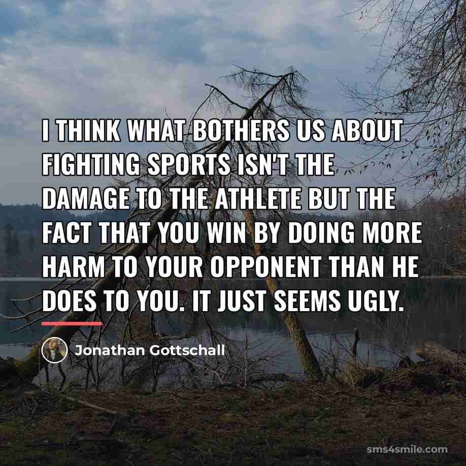 “I think what bothers us about fighting sports isn't the…” quote by Jonathan Gottschall