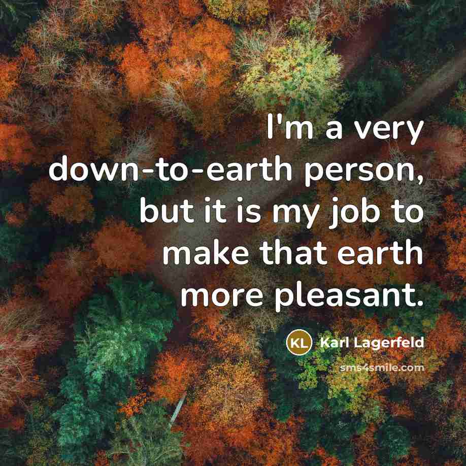 “I'm a very down-to-earth person, but it is my job…” quote by Karl Lagerfeld