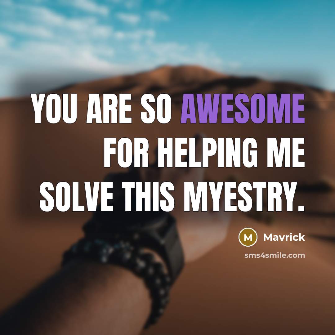 “You are so awesome for helping me solve this myestry.…” quote by Mavrick