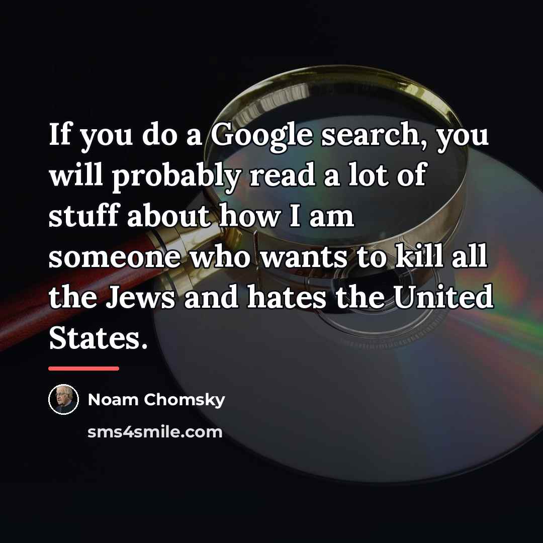 “If you do a Google search, you will probably read…” quote by Noam Chomsky