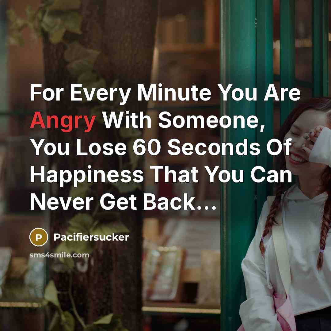 “For Every Minute You Are Angry With Someone, You Lose…” quote by Pacifiersucker