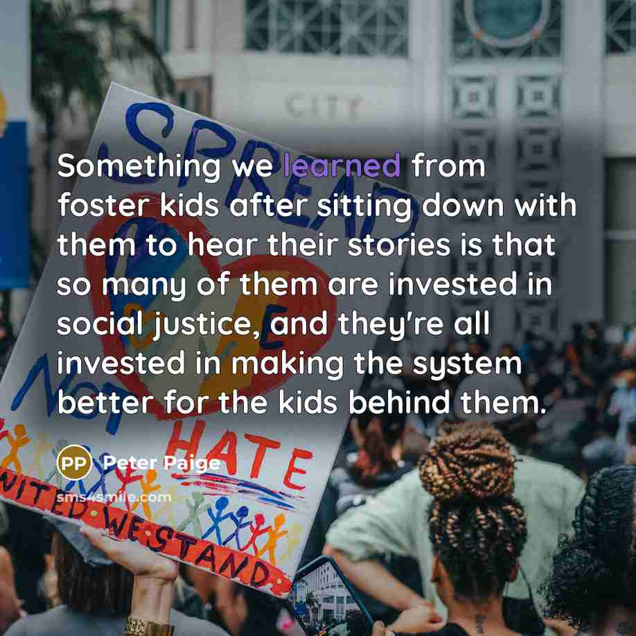 “Something we learned from foster kids after sitting down with…” quote by Peter Paige