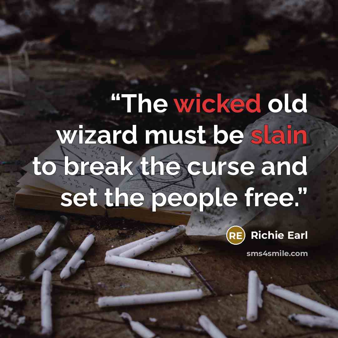 “The wicked old wizard must be slain to break the curse and set the people free.” quote by Richie Earl