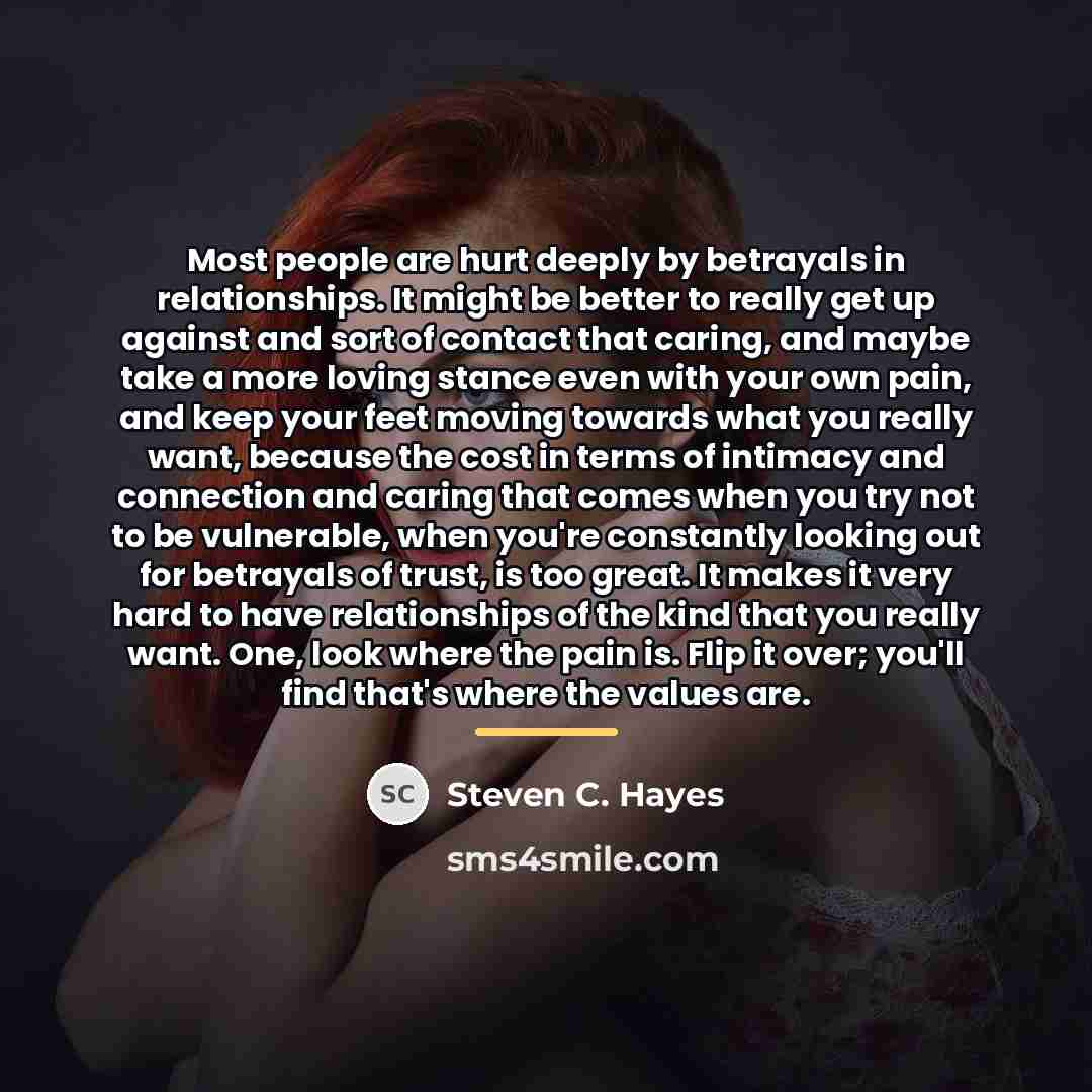 “Most people are hurt deeply by betrayals in relationships. It…” quote by Steven C. Hayes