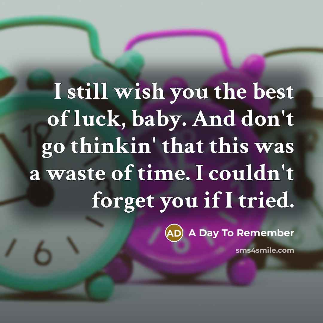 “I still wish you the best of luck, baby. And…” quote by A Day To Remember