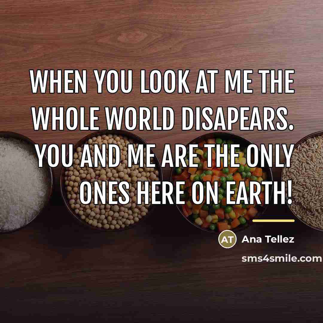 “When you look at me the whole world disapears. You…” quote by Ana Tellez