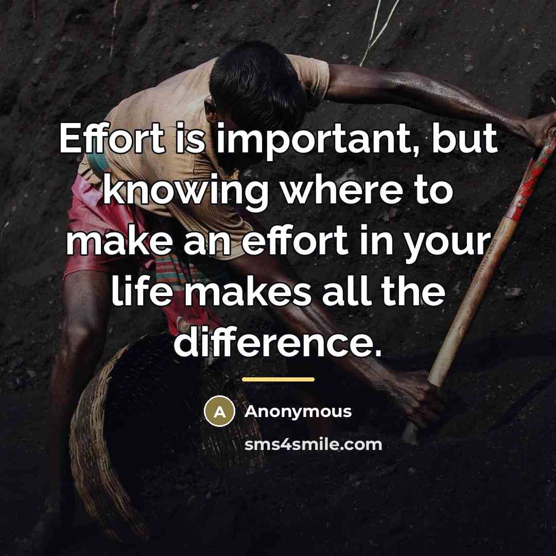 “Effort is important, but knowing where to make an effort…” quote by Anonymous