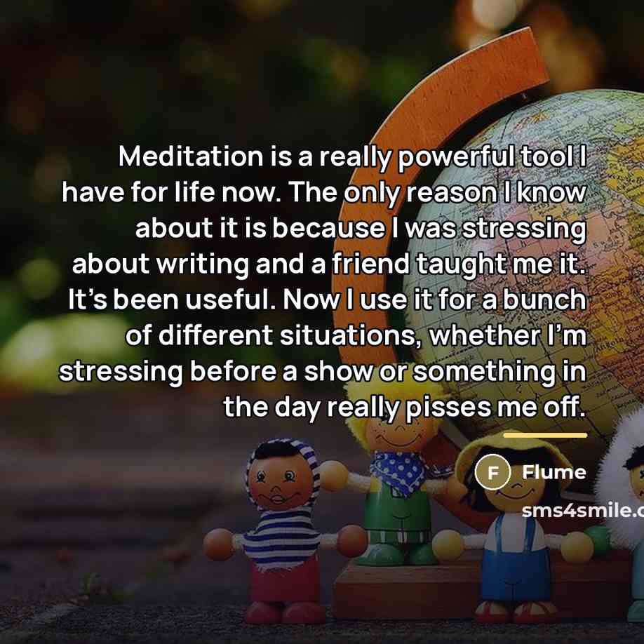 “Meditation is a really powerful tool I have for life…” quote by Flume