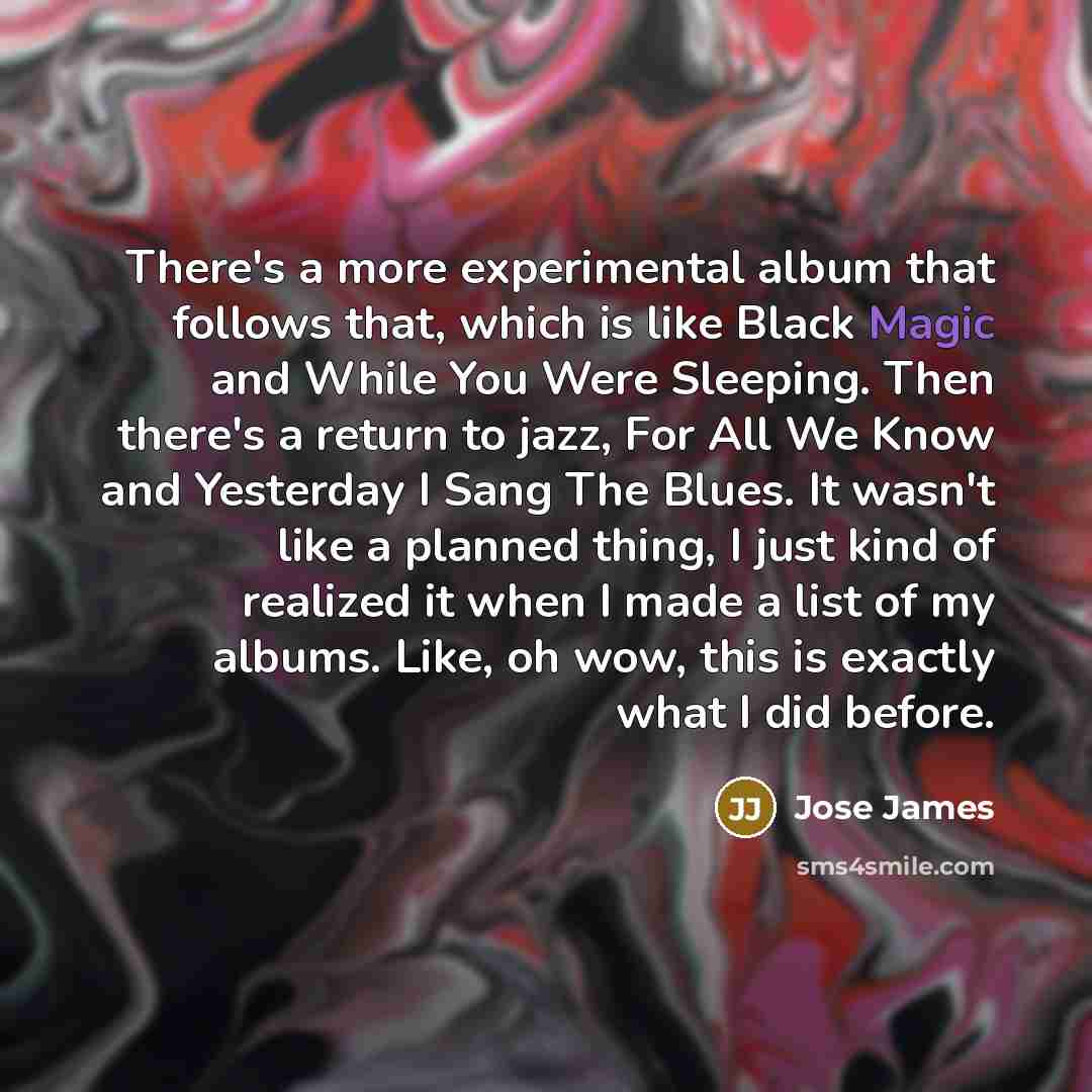 “There's a more experimental album that follows that, which is…” quote by Jose James