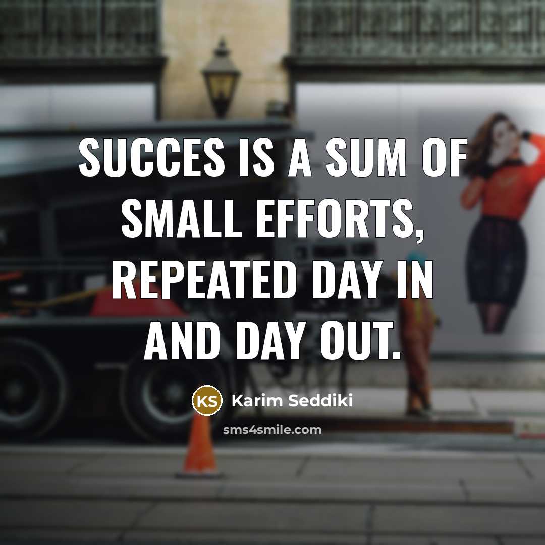 “Succes is a sum of small efforts, repeated day in…” quote by Karim Seddiki