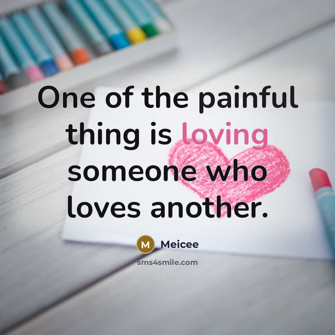 “One of the painful thing is loving someone who loves…” quote by Meicee