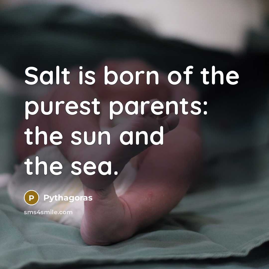 “Salt is born of the purest parents: the sun and…” quote by Pythagoras