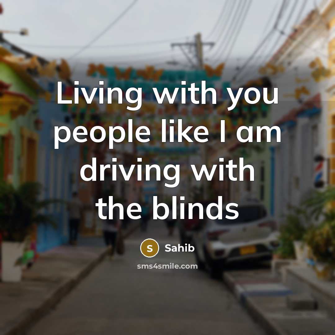 “Living with you people like I am driving with the blinds” quote by Sahib