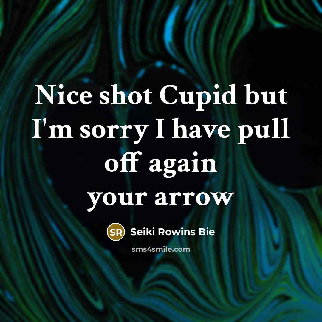 “Nice shot Cupid but I'm sorry I have pull off…” quote by Seiki Rowins Bie