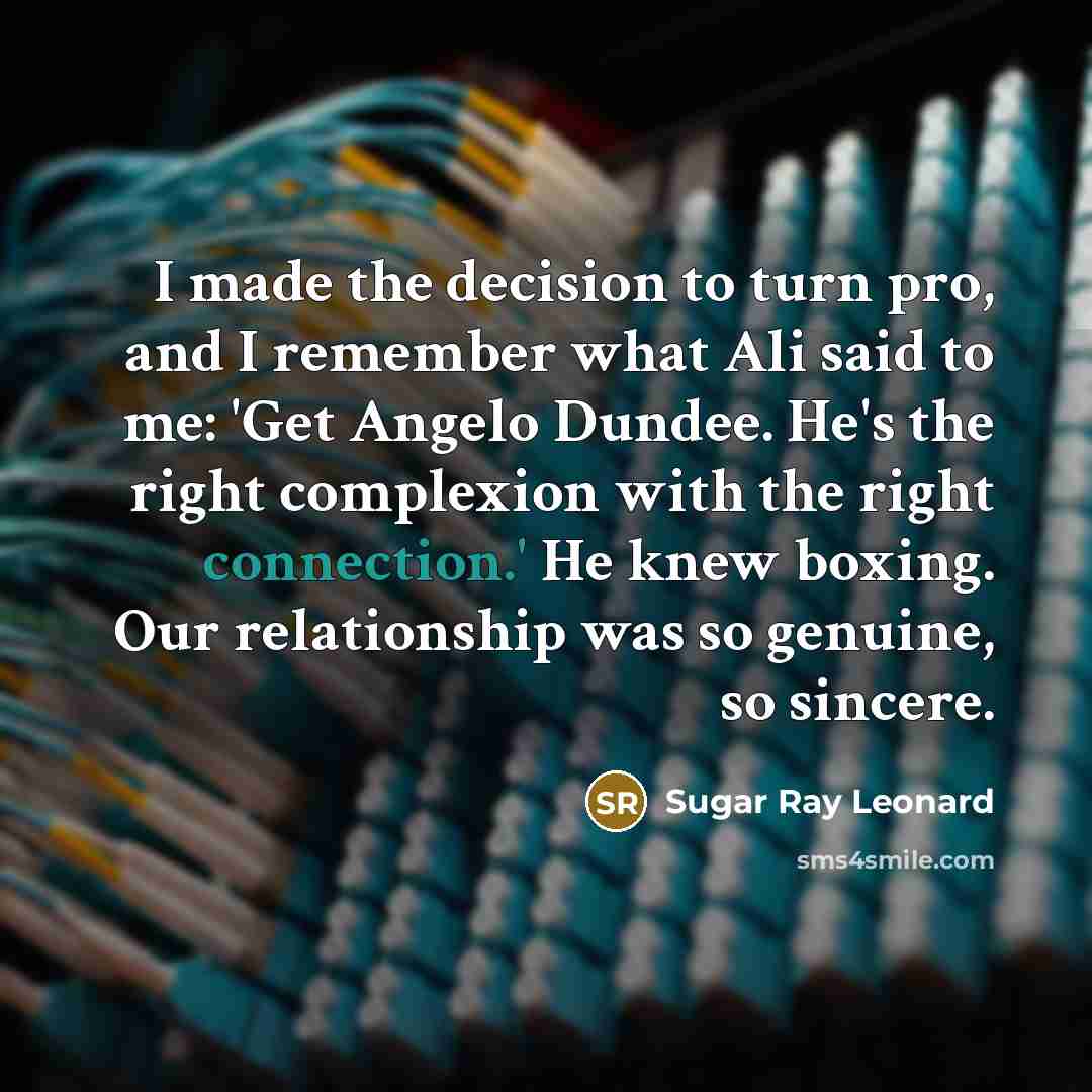 “I made the decision to turn pro, and I remember…” quote by Sugar Ray Leonard