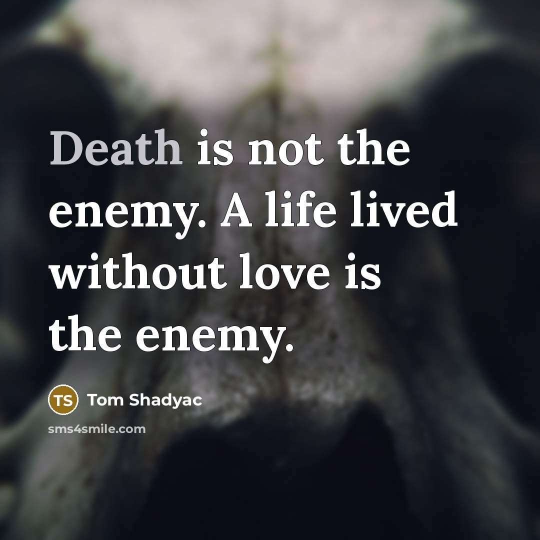 “Death is not the enemy. A life lived without love…” quote by Tom Shadyac