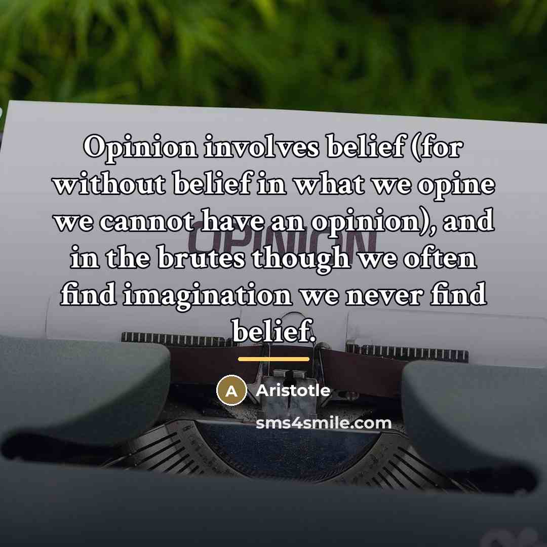 “Opinion involves belief (for without belief in what we opine…” quote by Aristotle