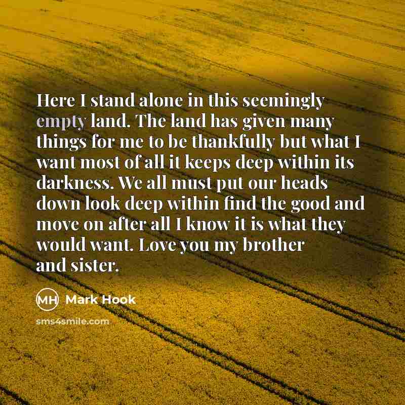 “Here I stand alone in this seemingly empty land. The…” quote by Mark Hook