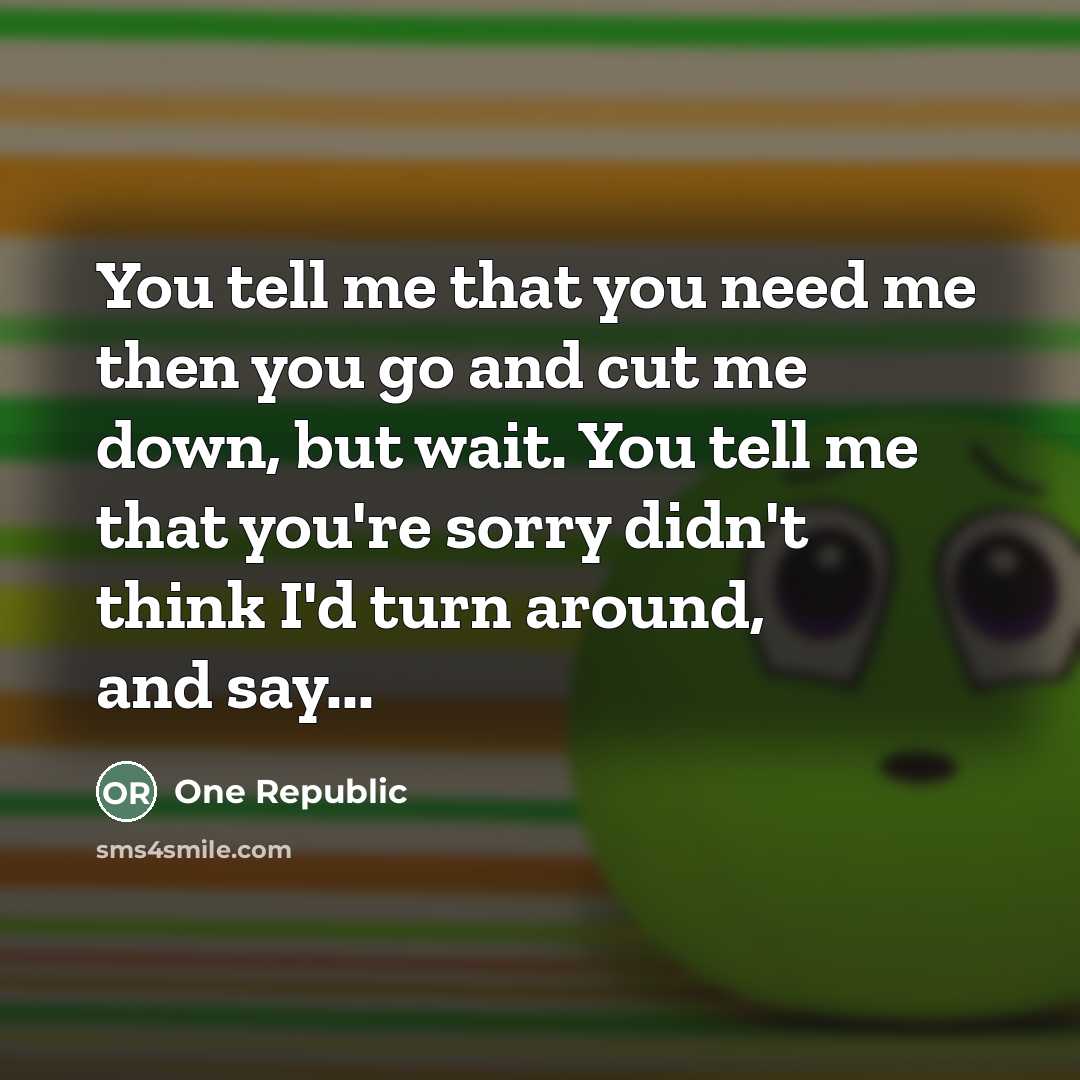 “You tell me that you need me then you go…” quote by One Republic