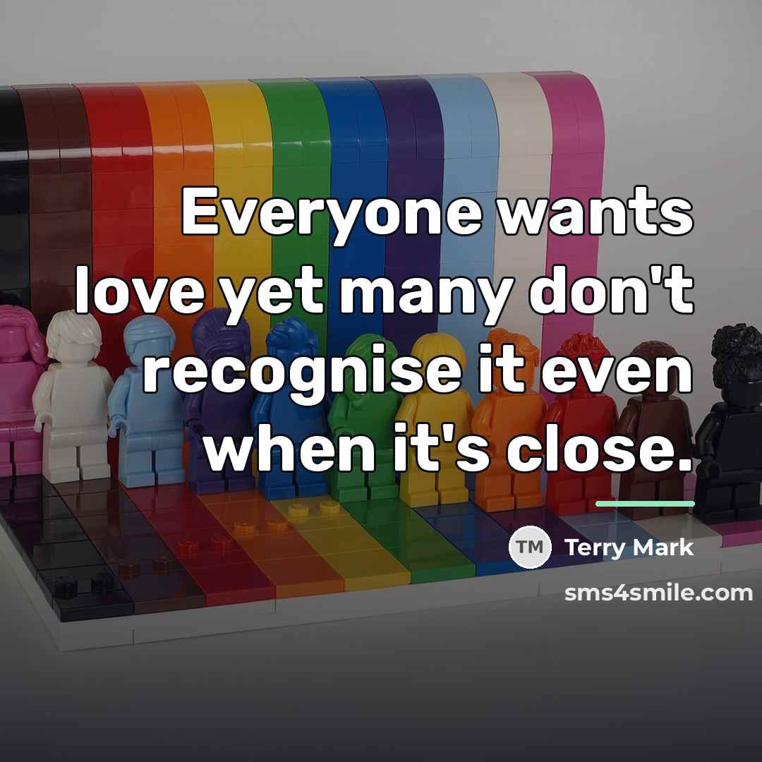 “Everyone wants love yet many don't recognise it even when…” quote by Terry Mark
