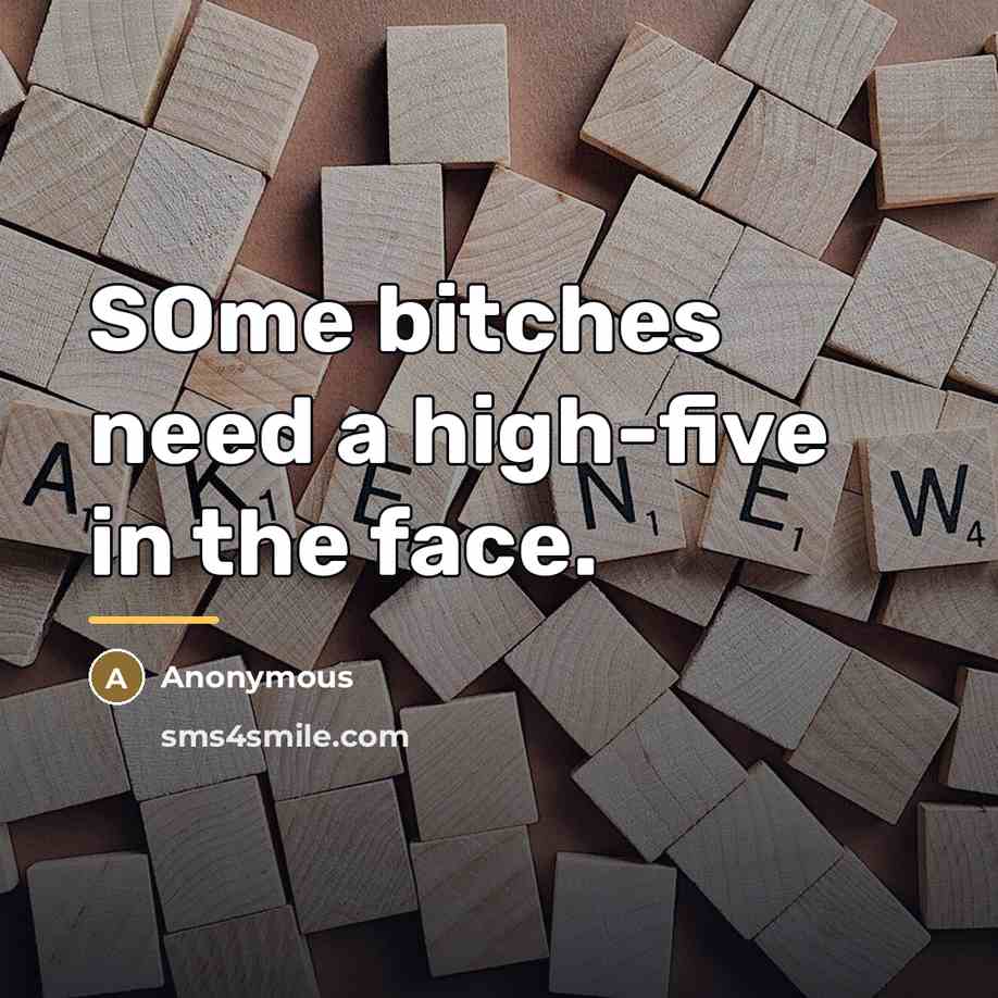 “SOme bitches need a high-five in the face.…” quote by Anonymous