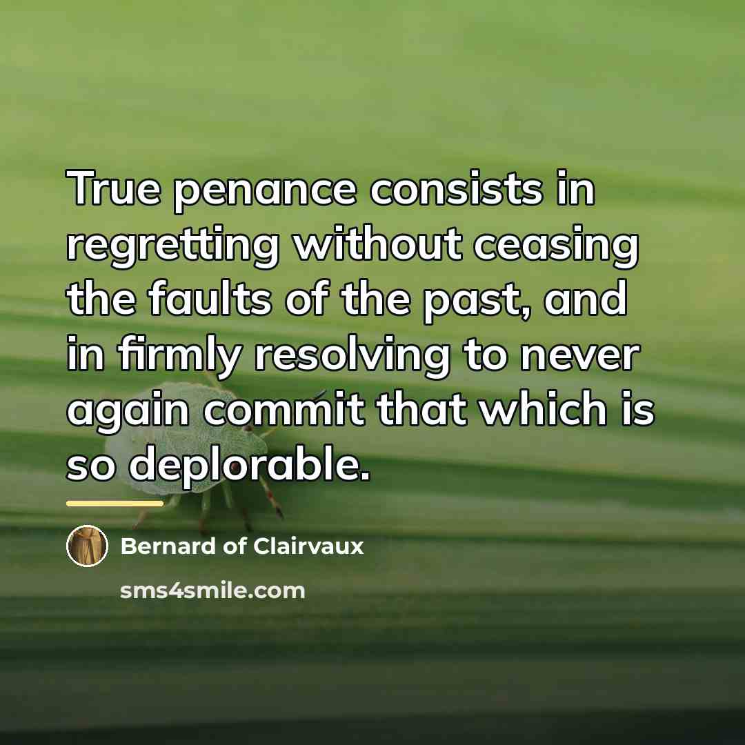 “True penance consists in regretting without ceasing the faults of…” quote by Bernard of Clairvaux
