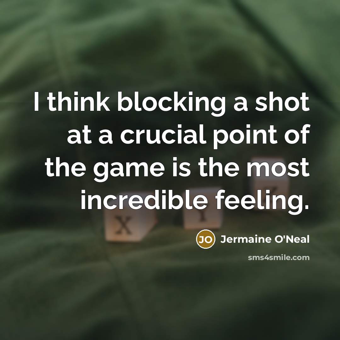 “I think blocking a shot at a crucial point of…” quote by Jermaine O'Neal